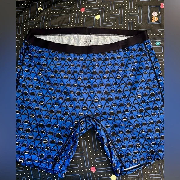 TomboyX 6in Blue Shark Swim Shorts - Picture 1 of 3